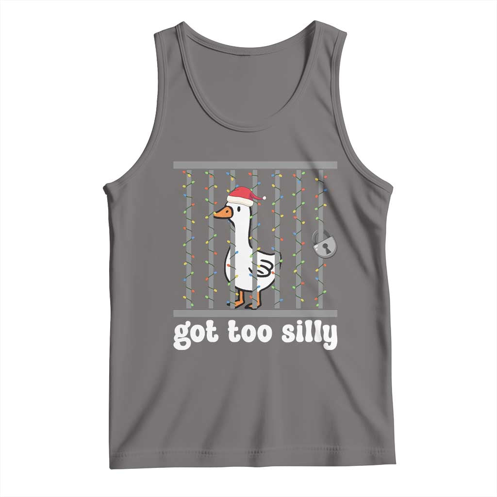 Funny Got Too Silly Christmas Tank Top Santa Goose Pun Humor Animal Lovers - Wonder Print Shop