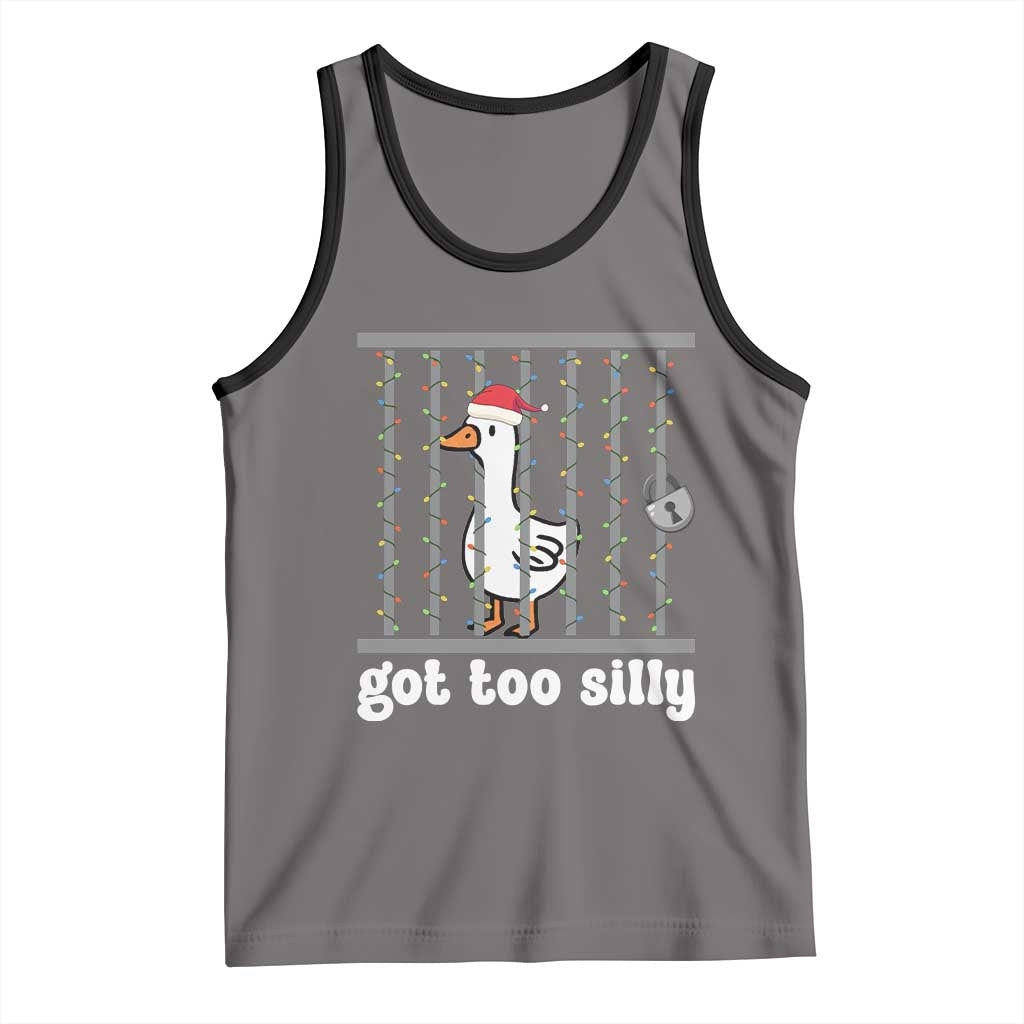 Funny Got Too Silly Christmas Tank Top Santa Goose Pun Humor Animal Lovers - Wonder Print Shop