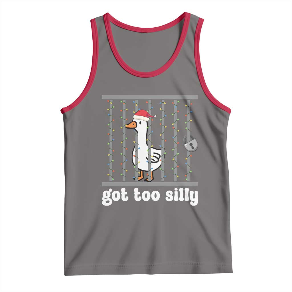 Funny Got Too Silly Christmas Tank Top Santa Goose Pun Humor Animal Lovers - Wonder Print Shop