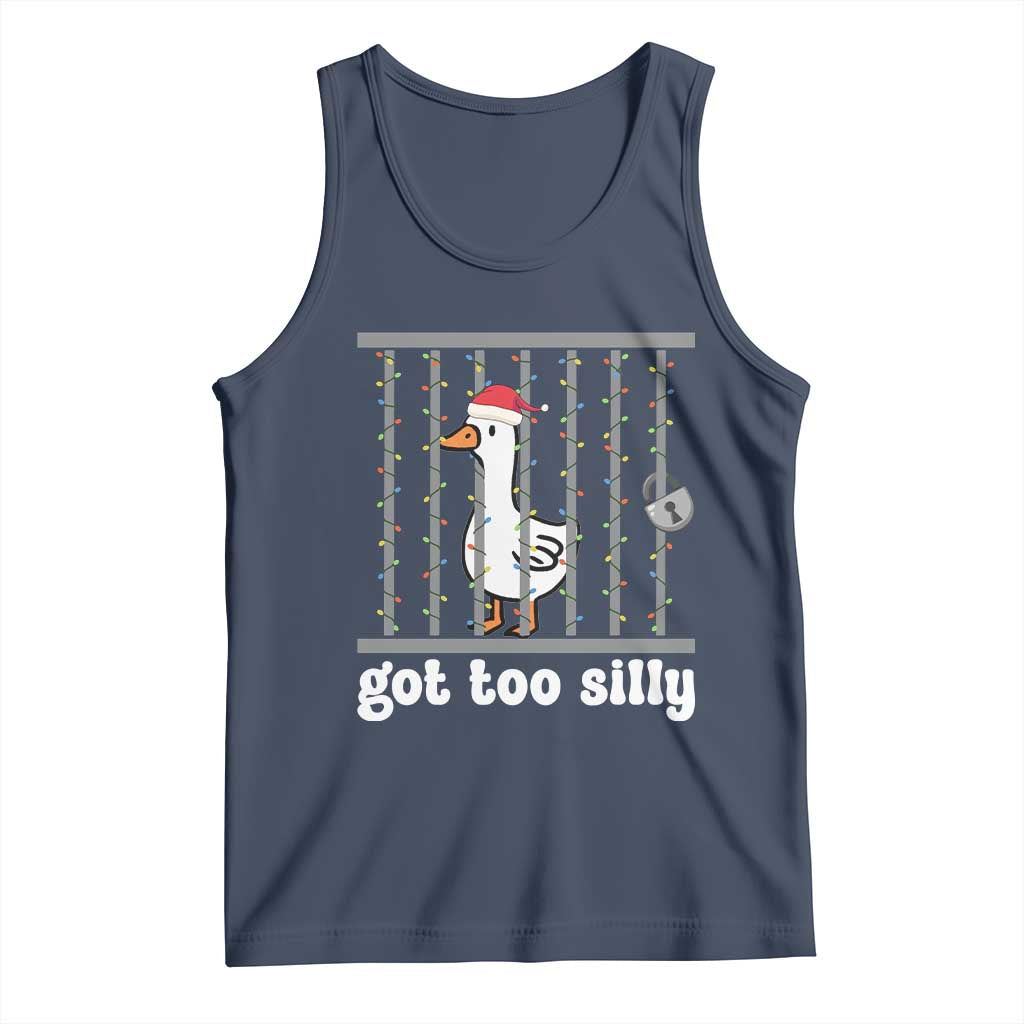 Funny Got Too Silly Christmas Tank Top Santa Goose Pun Humor Animal Lovers - Wonder Print Shop