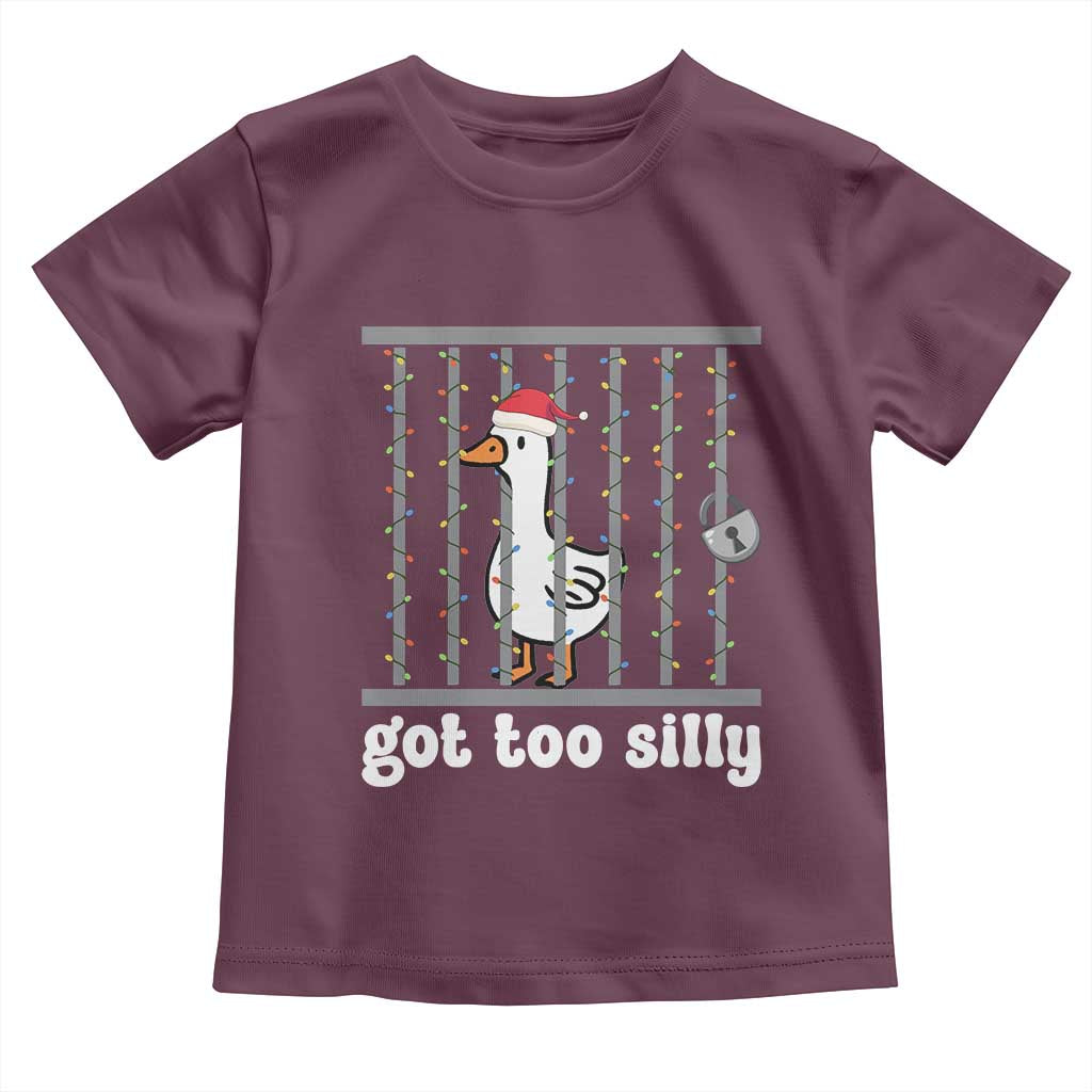 Funny Got Too Silly Christmas Toddler T Shirt Santa Goose Pun Humor Animal Lovers - Wonder Print Shop
