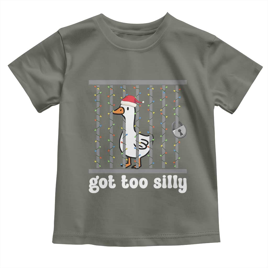 Funny Got Too Silly Christmas Toddler T Shirt Santa Goose Pun Humor Animal Lovers - Wonder Print Shop