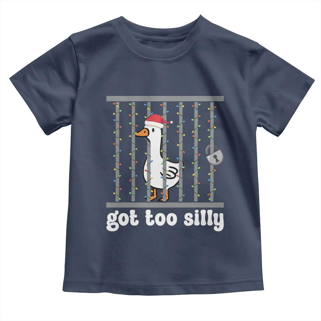 Funny Got Too Silly Christmas Toddler T Shirt Santa Goose Pun Humor Animal Lovers - Wonder Print Shop