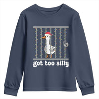 Funny Got Too Silly Christmas Youth Sweatshirt Santa Goose Pun Humor Animal Lovers - Wonder Print Shop