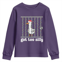 Funny Got Too Silly Christmas Youth Sweatshirt Santa Goose Pun Humor Animal Lovers - Wonder Print Shop