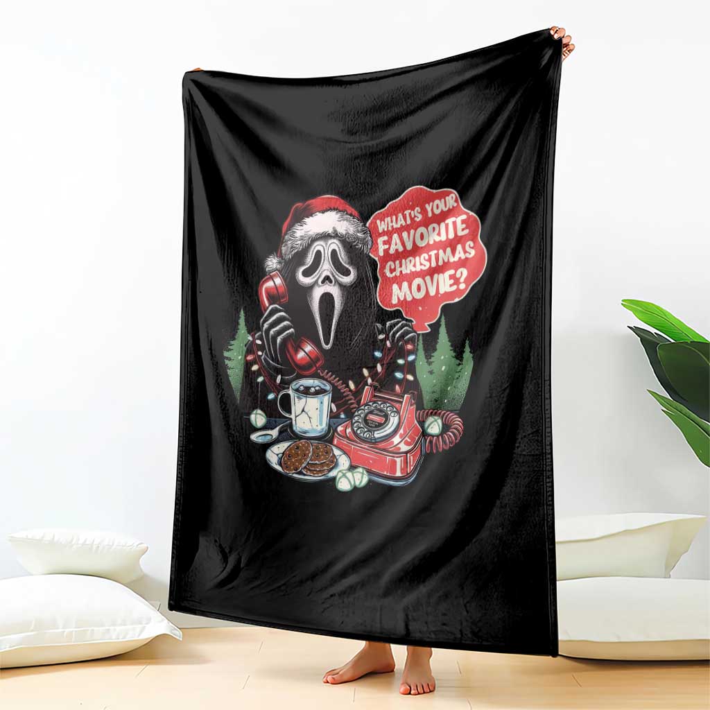 Funny Ghost Christmas Face Throw Blanket Whats Your Favorite Christmas Movie Spooky Xmas - Wonder Print Shop