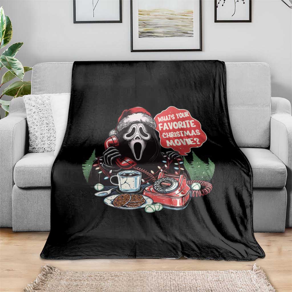 Funny Ghost Christmas Face Throw Blanket Whats Your Favorite Christmas Movie Spooky Xmas - Wonder Print Shop