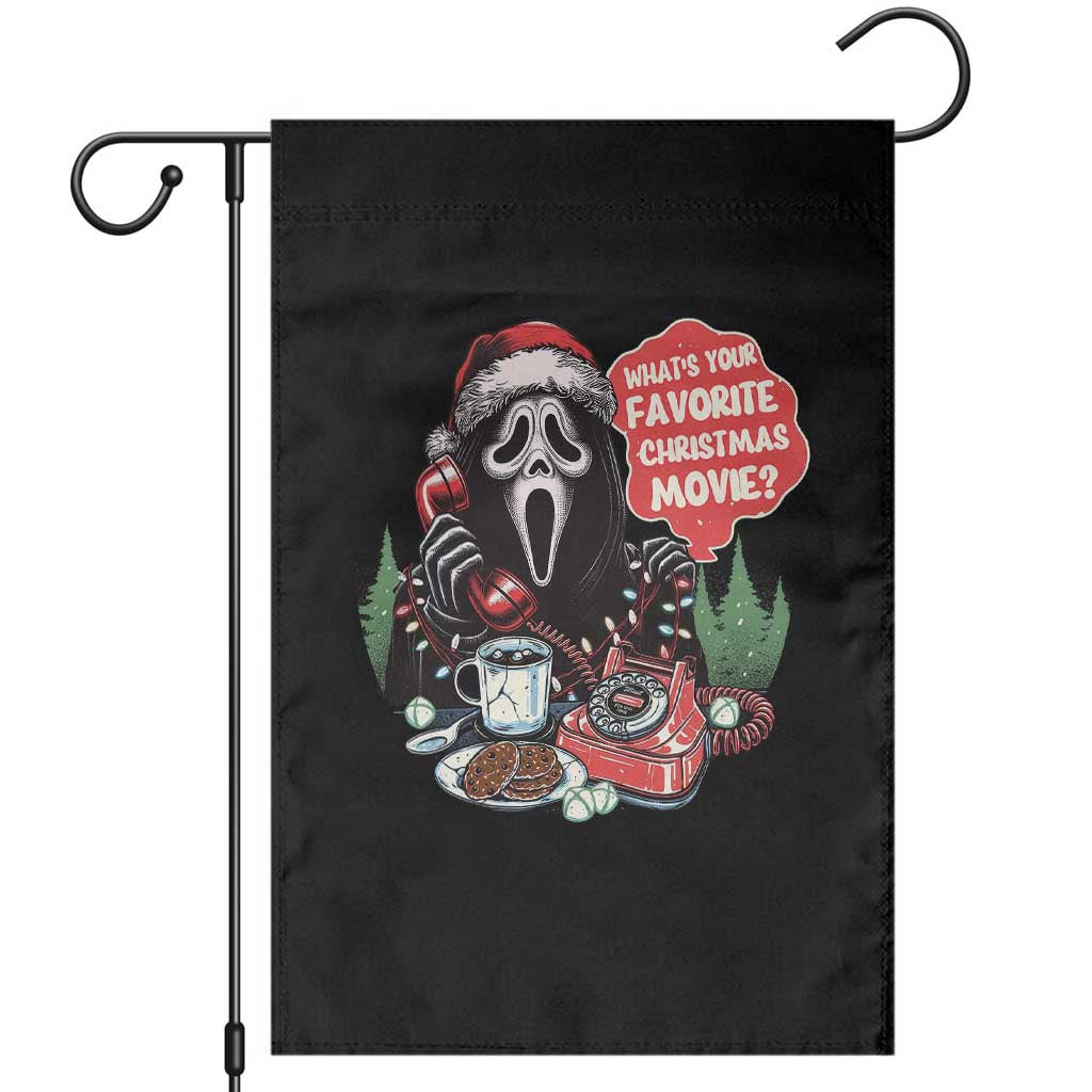 Funny Ghost Christmas Face Garden Flag Whats Your Favorite Christmas Movie Spooky Xmas - Wonder Print Shop