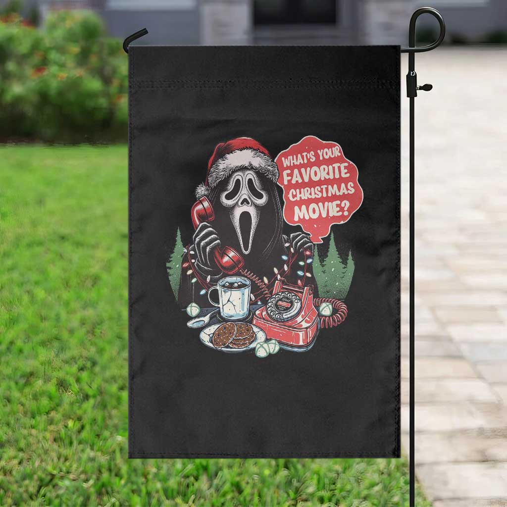 Funny Ghost Christmas Face Garden Flag Whats Your Favorite Christmas Movie Spooky Xmas - Wonder Print Shop