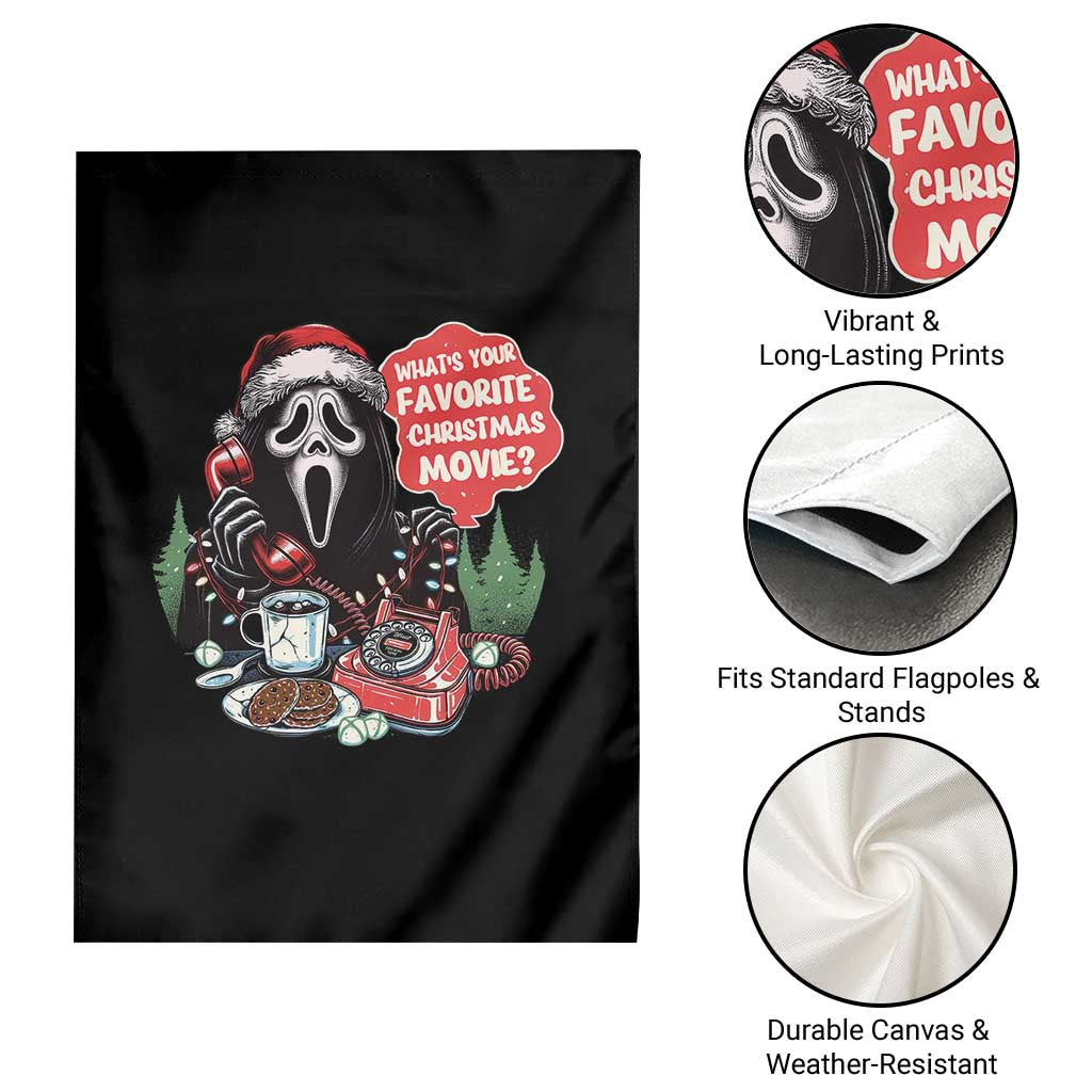 Funny Ghost Christmas Face Garden Flag Whats Your Favorite Christmas Movie Spooky Xmas - Wonder Print Shop