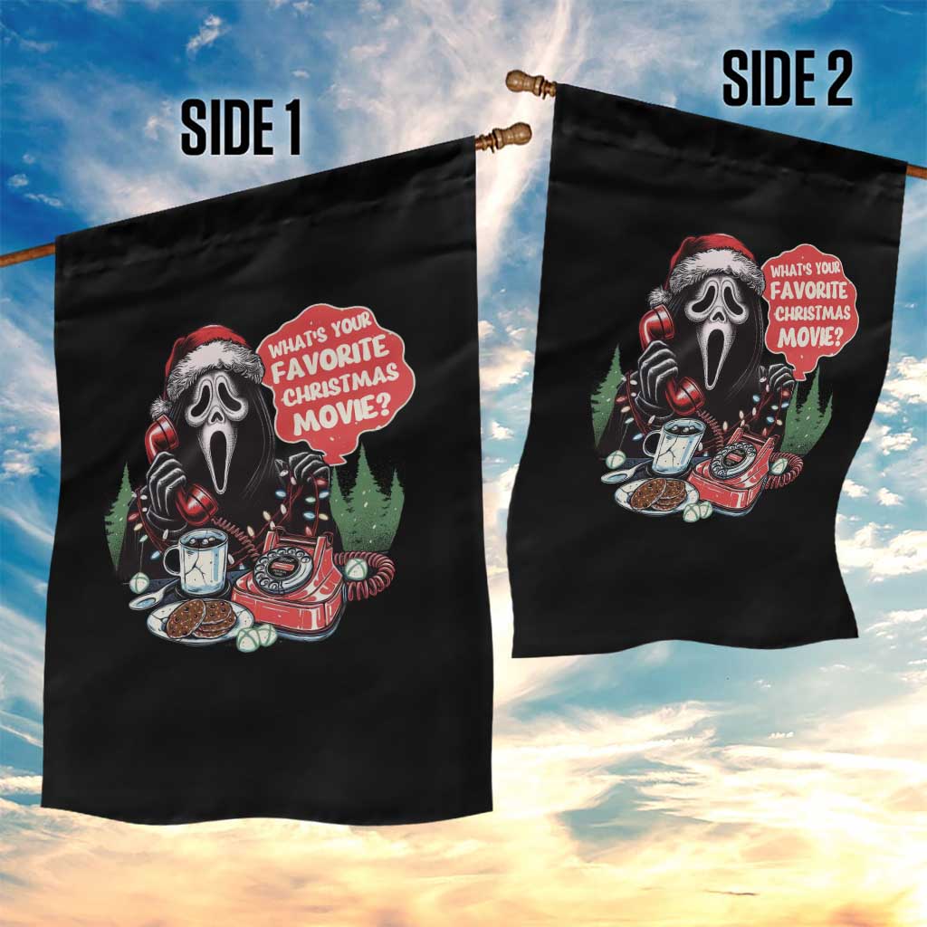 Funny Ghost Christmas Face Garden Flag Whats Your Favorite Christmas Movie Spooky Xmas - Wonder Print Shop