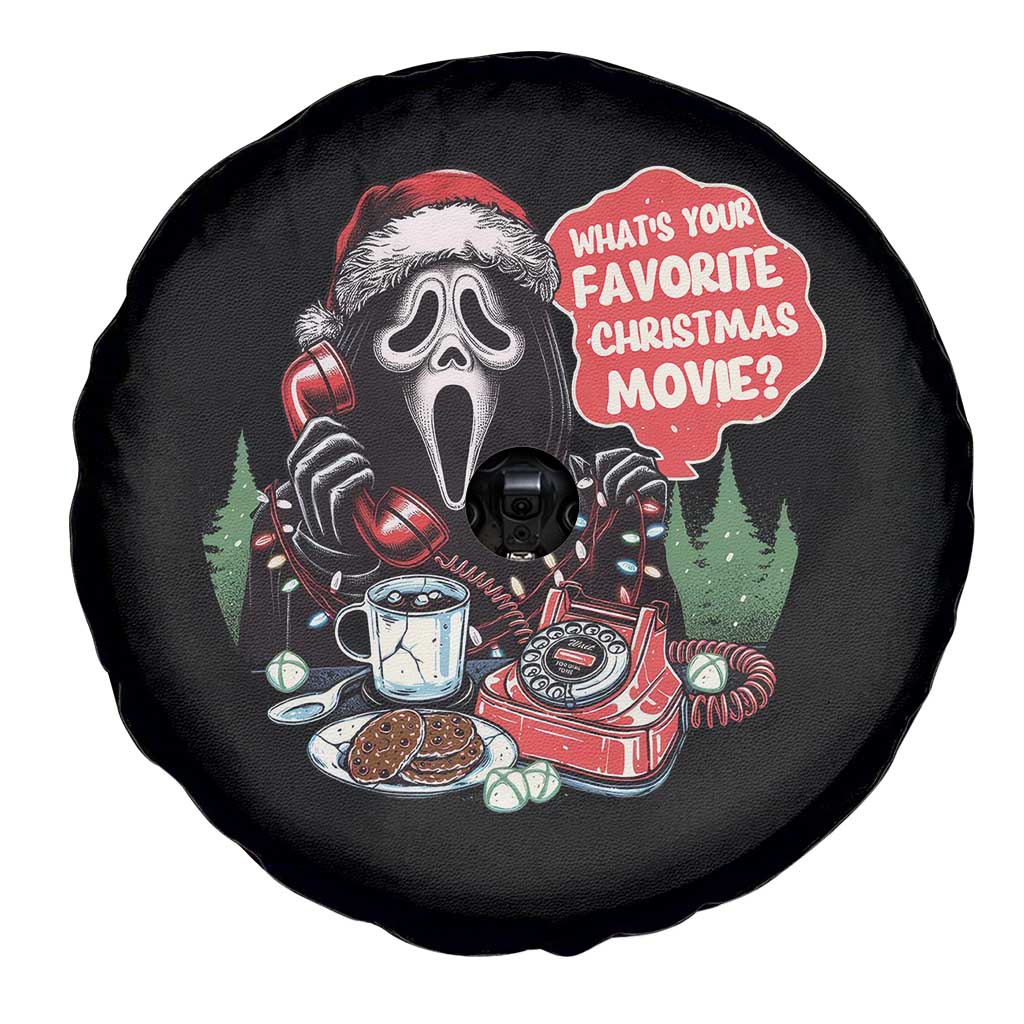 Funny Ghost Christmas Face Spare Tire Cover Whats Your Favorite Christmas Movie Spooky Xmas - Wonder Print Shop