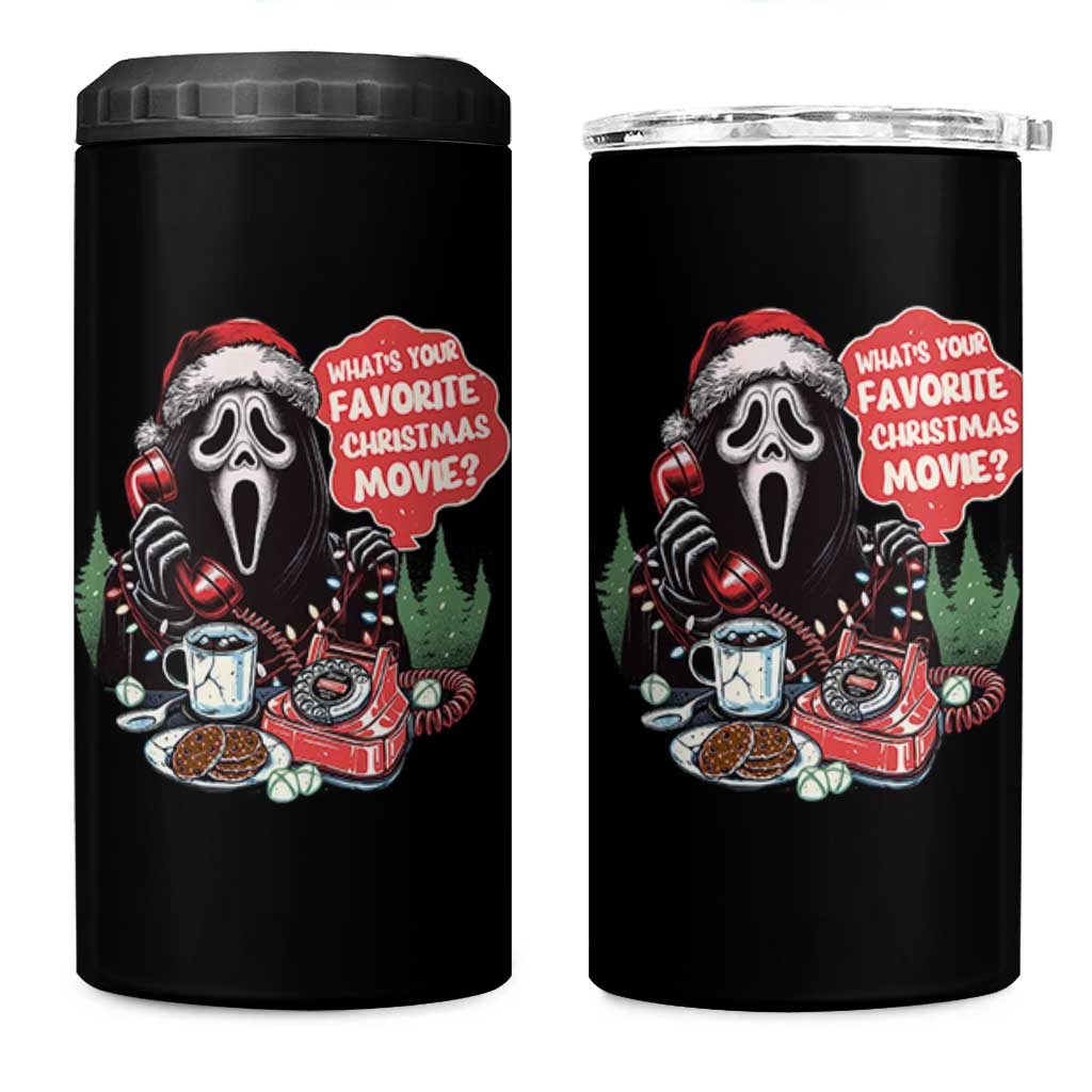 Funny Ghost Christmas Face 4 in 1 Can Cooler Tumbler Whats Your Favorite Christmas Movie Spooky Xmas - Wonder Print Shop