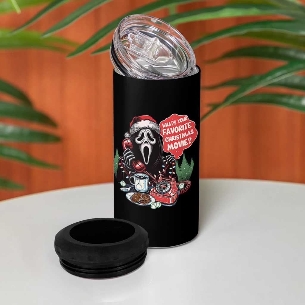 Funny Ghost Christmas Face 4 in 1 Can Cooler Tumbler Whats Your Favorite Christmas Movie Spooky Xmas - Wonder Print Shop