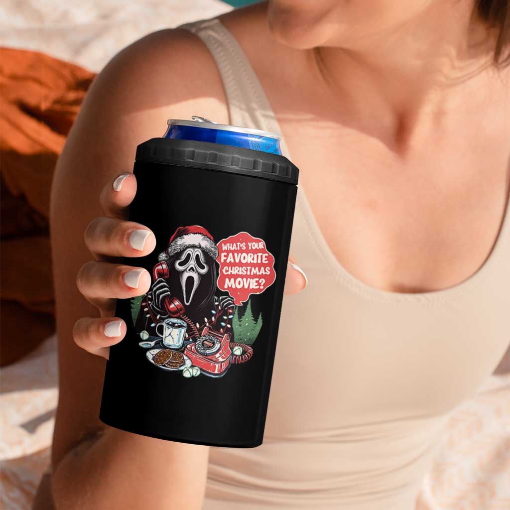 Funny Ghost Christmas Face 4 in 1 Can Cooler Tumbler Whats Your Favorite Christmas Movie Spooky Xmas - Wonder Print Shop