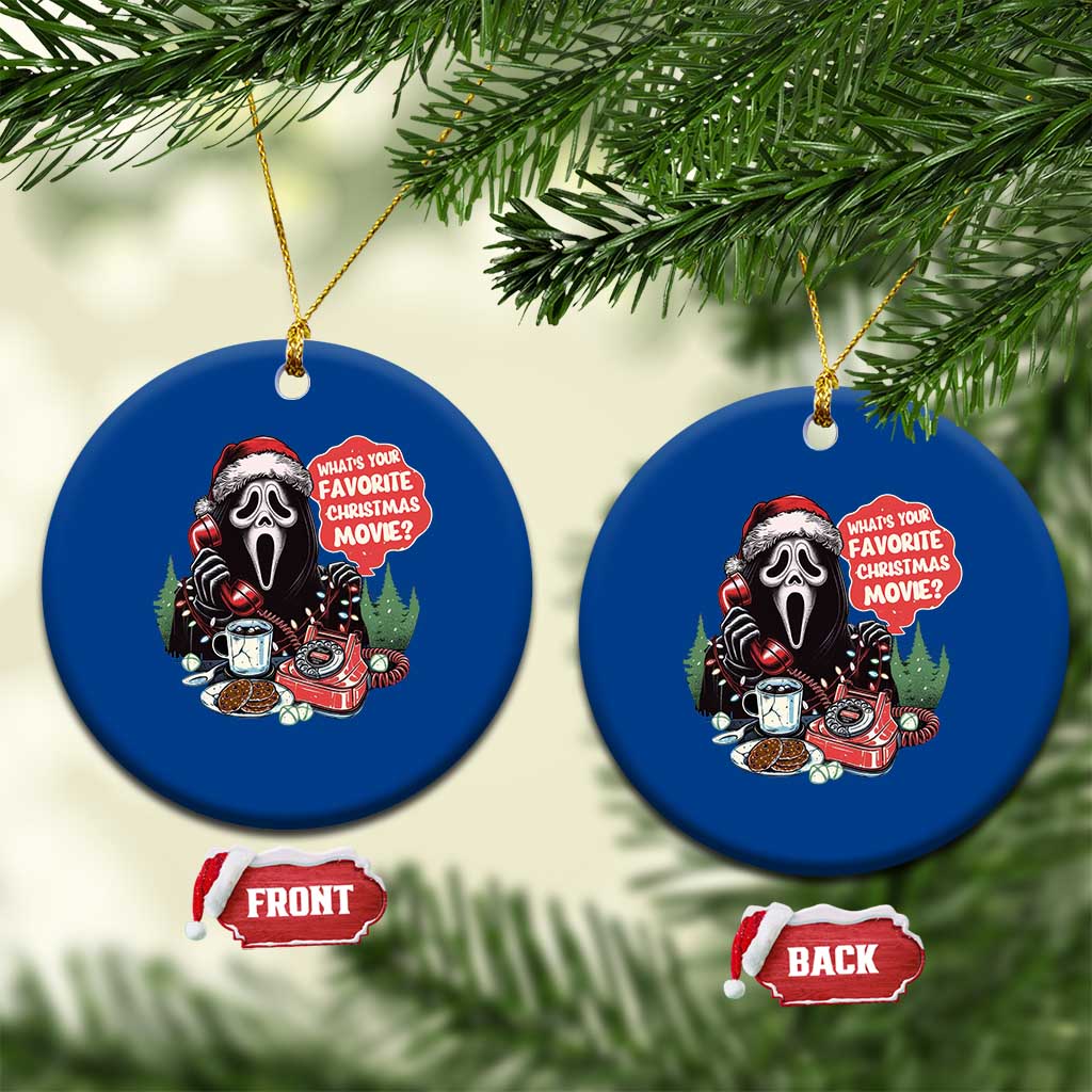 Funny Ghost Christmas Face Ceramic Ornament Whats Your Favorite Christmas Movie Spooky Xmas - Wonder Print Shop
