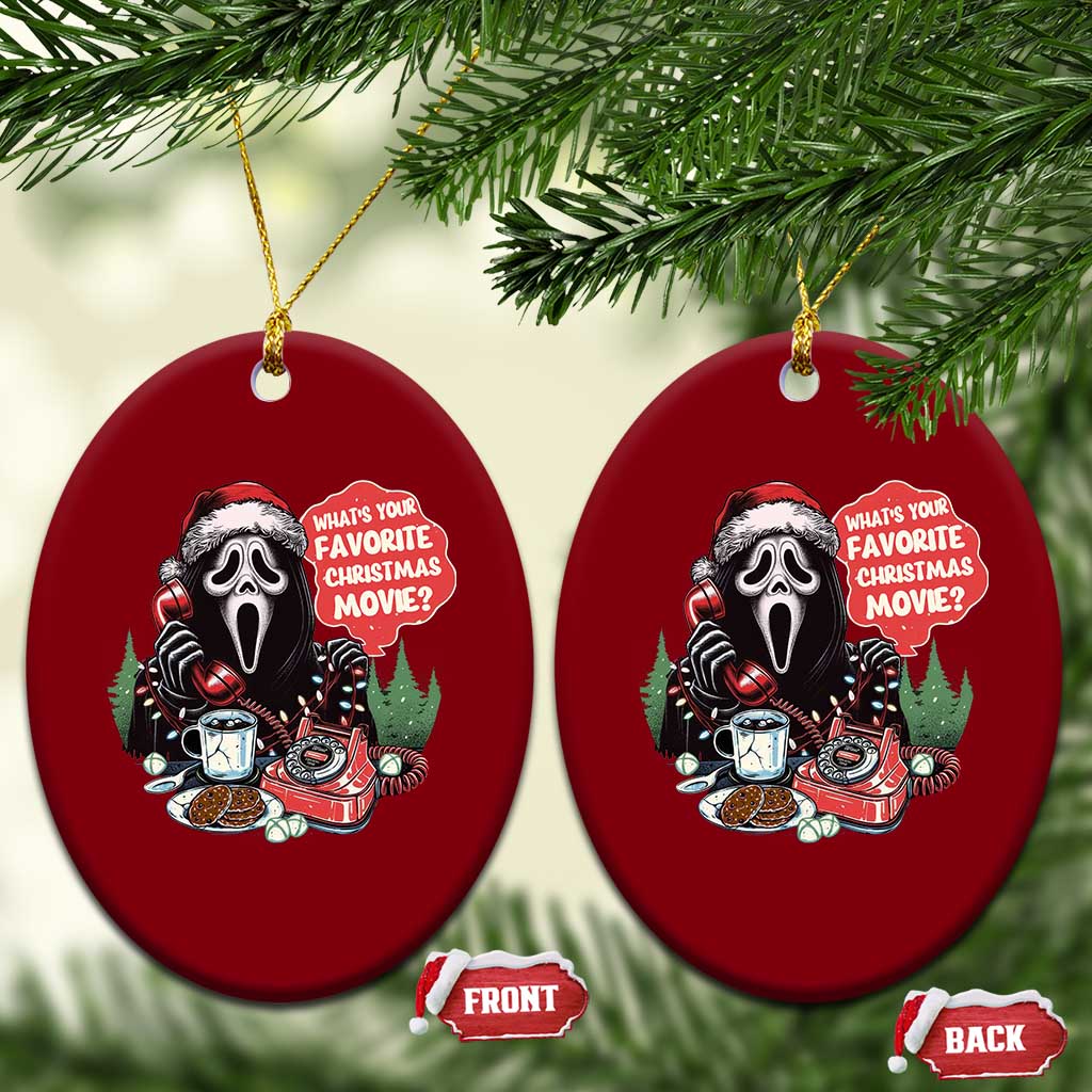 Funny Ghost Christmas Face Ceramic Ornament Whats Your Favorite Christmas Movie Spooky Xmas - Wonder Print Shop