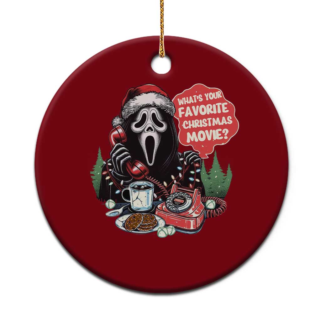 Funny Ghost Christmas Face Ceramic Ornament Whats Your Favorite Christmas Movie Spooky Xmas - Wonder Print Shop