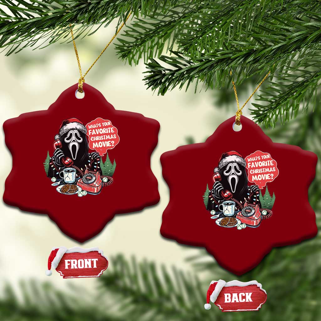 Funny Ghost Christmas Face Ceramic Ornament Whats Your Favorite Christmas Movie Spooky Xmas - Wonder Print Shop