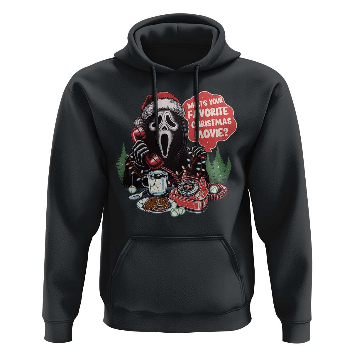 Funny Ghost Christmas Face Hoodie Whats Your Favorite Christmas Movie Spooky Xmas - Wonder Print Shop