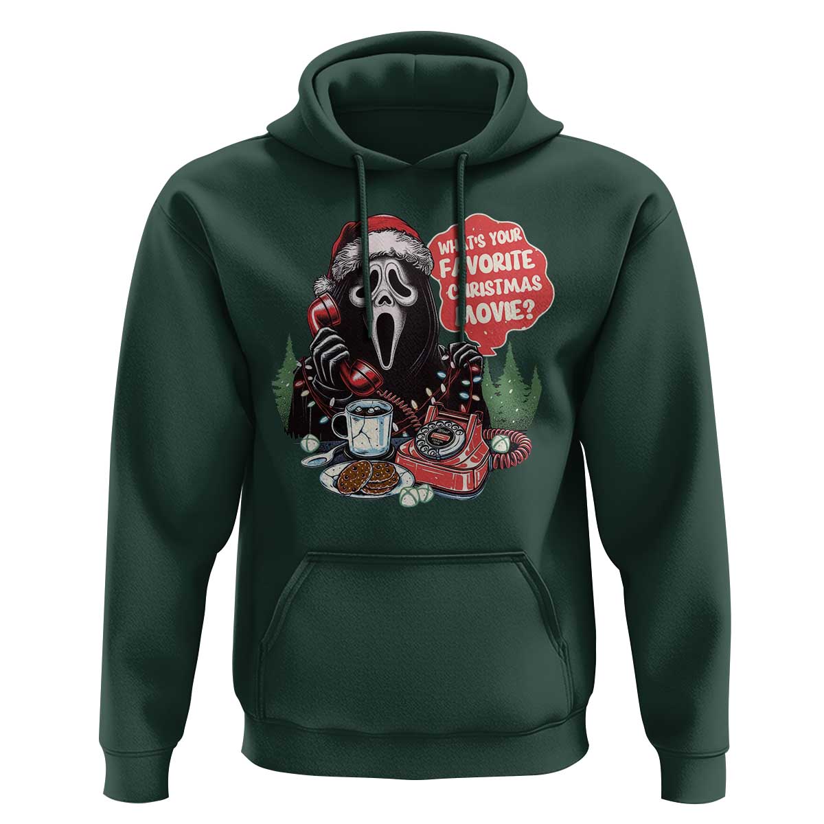 Funny Ghost Christmas Face Hoodie Whats Your Favorite Christmas Movie Spooky Xmas - Wonder Print Shop