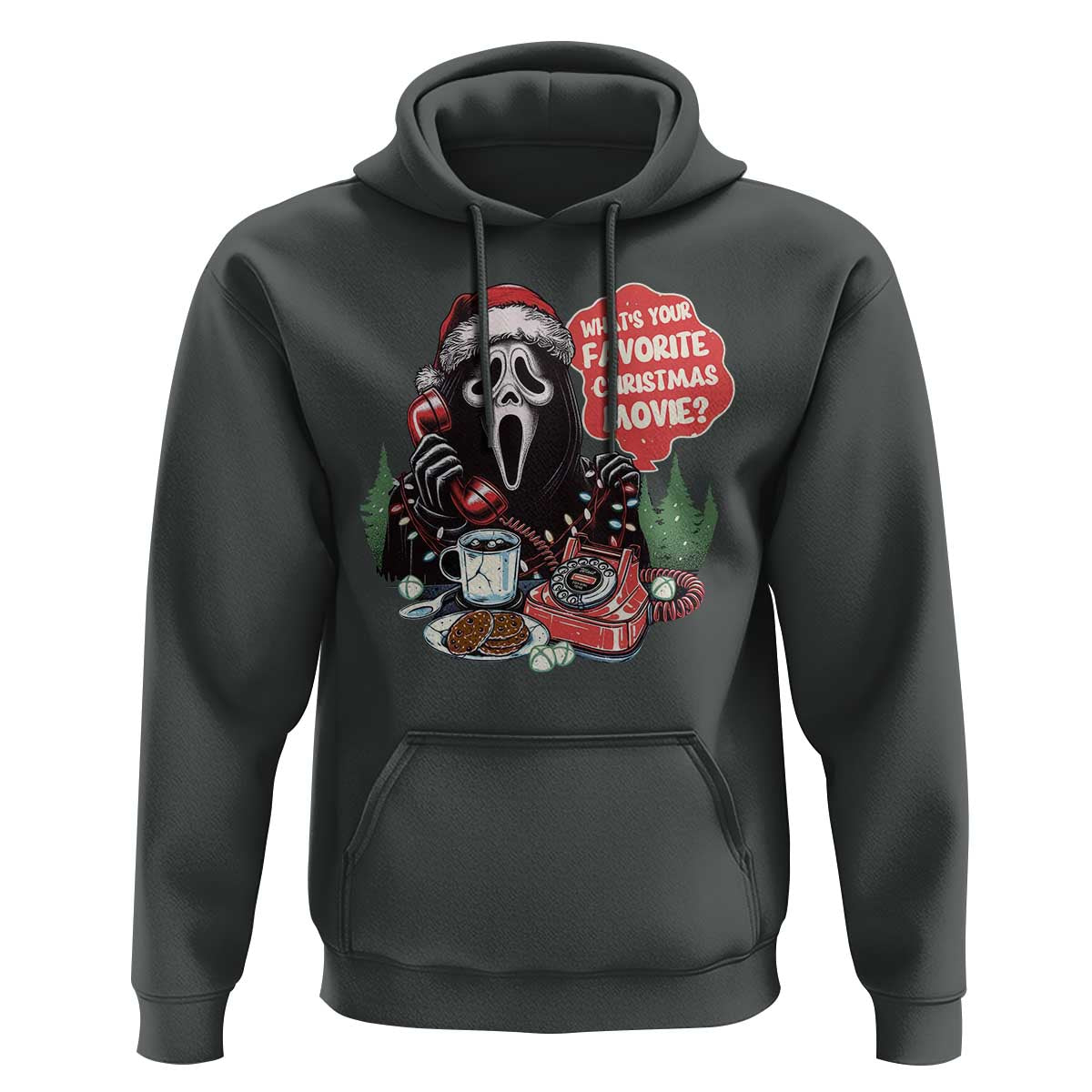 Funny Ghost Christmas Face Hoodie Whats Your Favorite Christmas Movie Spooky Xmas - Wonder Print Shop