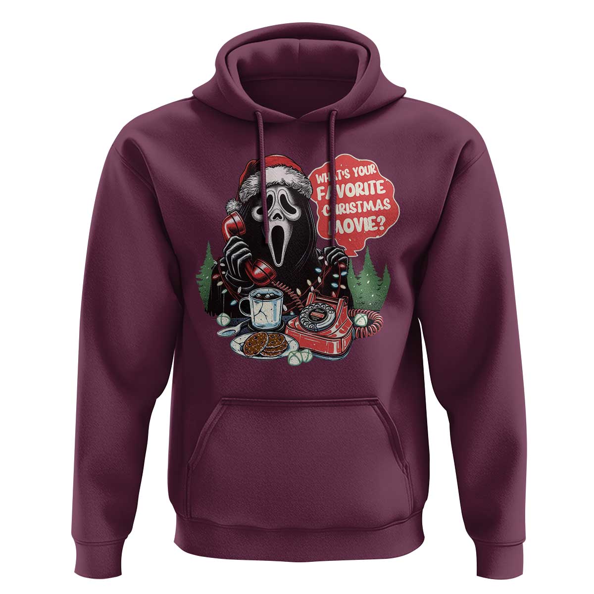 Funny Ghost Christmas Face Hoodie Whats Your Favorite Christmas Movie Spooky Xmas - Wonder Print Shop