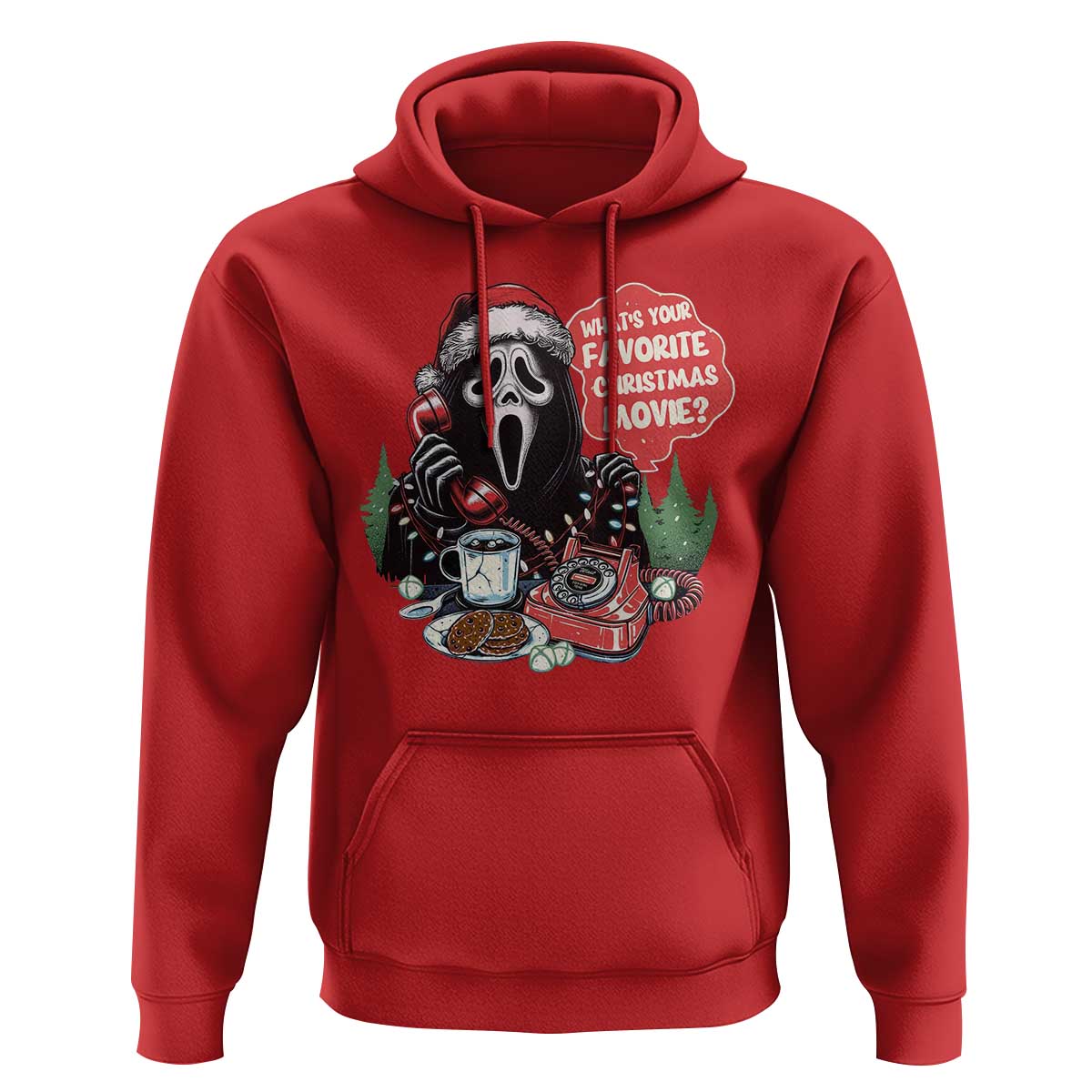 Funny Ghost Christmas Face Hoodie Whats Your Favorite Christmas Movie Spooky Xmas - Wonder Print Shop