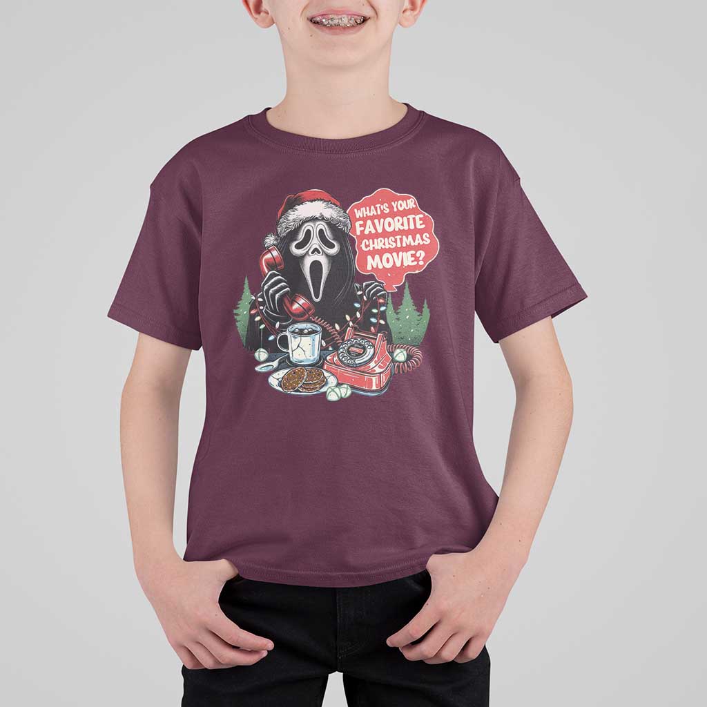 Funny Ghost Christmas Face T Shirt For Kid Whats Your Favorite Christmas Movie Spooky Xmas - Wonder Print Shop
