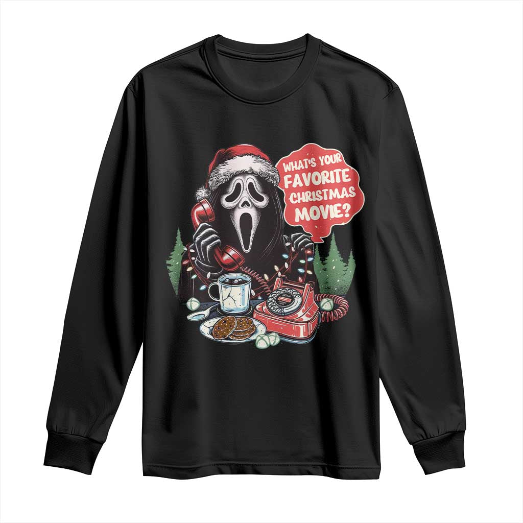 Funny Ghost Christmas Face Long Sleeve Shirt Whats Your Favorite Christmas Movie Spooky Xmas - Wonder Print Shop