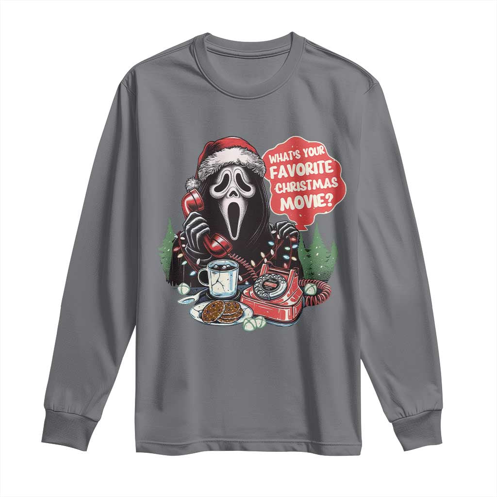 Funny Ghost Christmas Face Long Sleeve Shirt Whats Your Favorite Christmas Movie Spooky Xmas - Wonder Print Shop