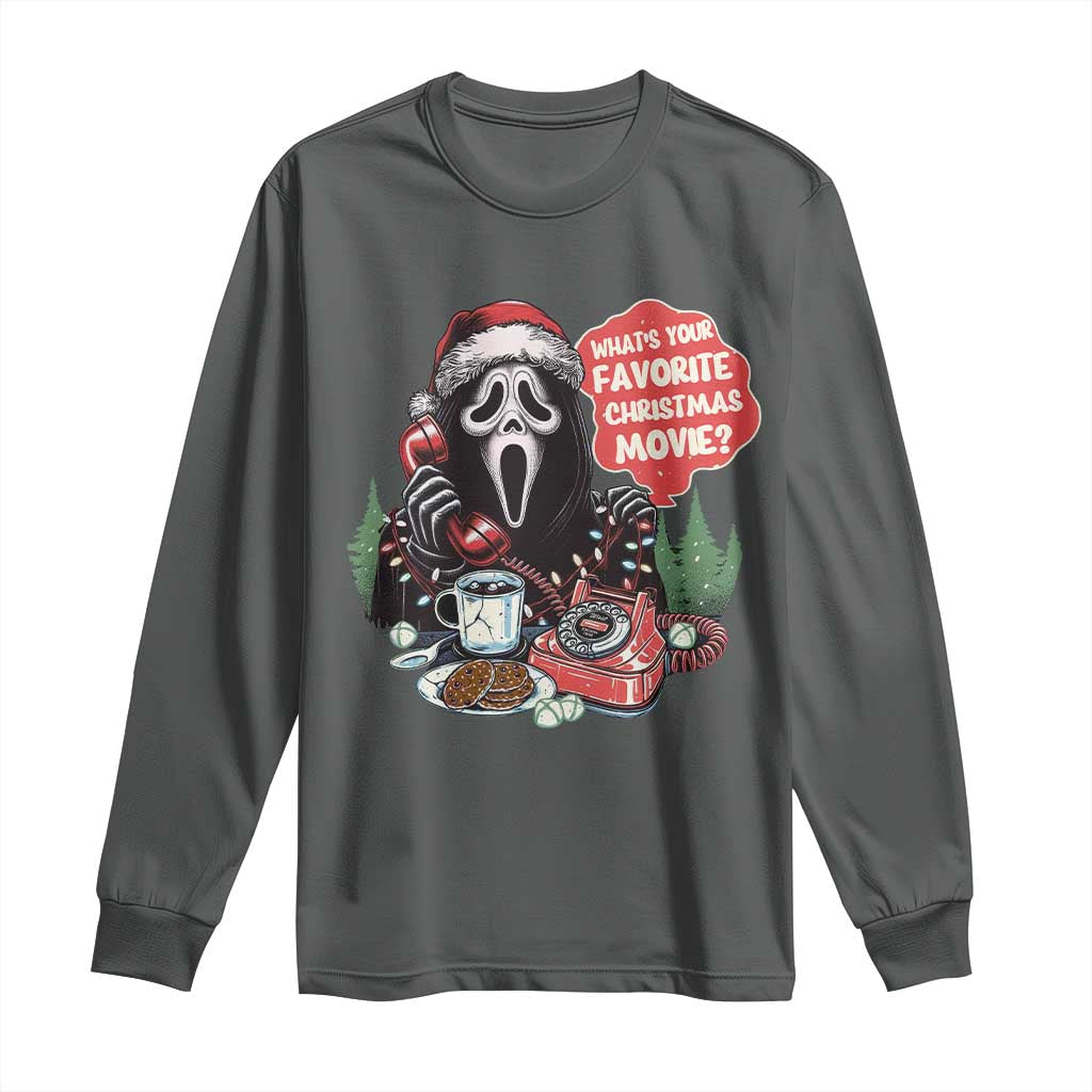 Funny Ghost Christmas Face Long Sleeve Shirt Whats Your Favorite Christmas Movie Spooky Xmas - Wonder Print Shop
