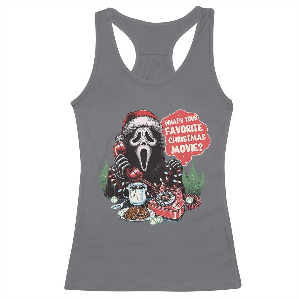 Funny Ghost Christmas Face Racerback Tank Top Whats Your Favorite Christmas Movie Spooky Xmas - Wonder Print Shop