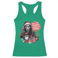 Funny Ghost Christmas Face Racerback Tank Top Whats Your Favorite Christmas Movie Spooky Xmas - Wonder Print Shop