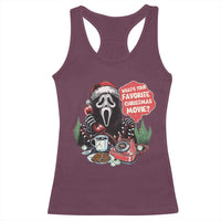 Funny Ghost Christmas Face Racerback Tank Top Whats Your Favorite Christmas Movie Spooky Xmas - Wonder Print Shop