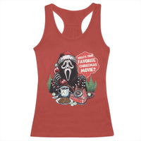 Funny Ghost Christmas Face Racerback Tank Top Whats Your Favorite Christmas Movie Spooky Xmas - Wonder Print Shop