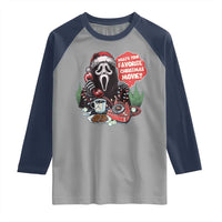 Funny Ghost Christmas Face Raglan Shirt Whats Your Favorite Christmas Movie Spooky Xmas - Wonder Print Shop