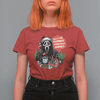 Funny Ghost Christmas Face T Shirt For Women Whats Your Favorite Christmas Movie Spooky Xmas - Wonder Print Shop