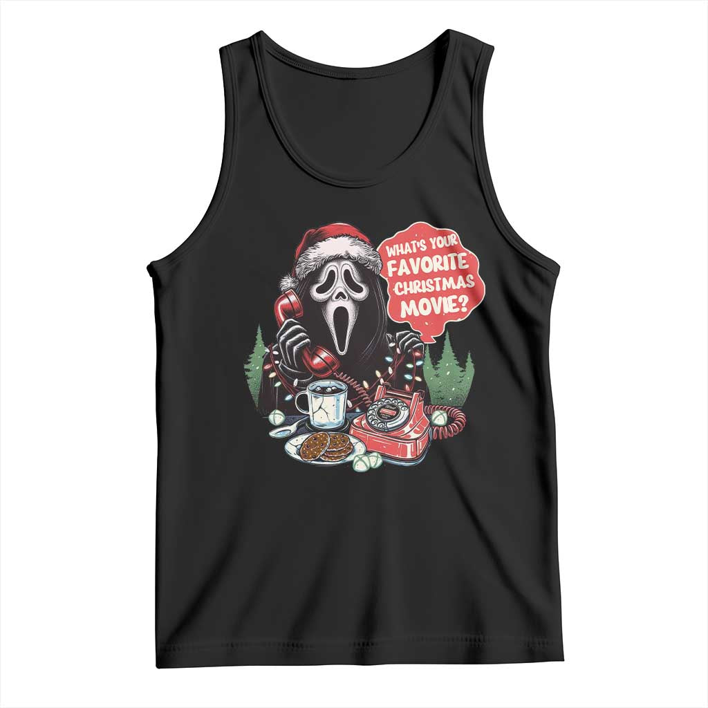 Funny Ghost Christmas Face Tank Top Whats Your Favorite Christmas Movie Spooky Xmas - Wonder Print Shop