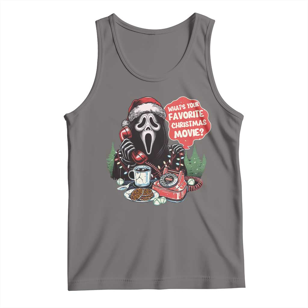 Funny Ghost Christmas Face Tank Top Whats Your Favorite Christmas Movie Spooky Xmas - Wonder Print Shop