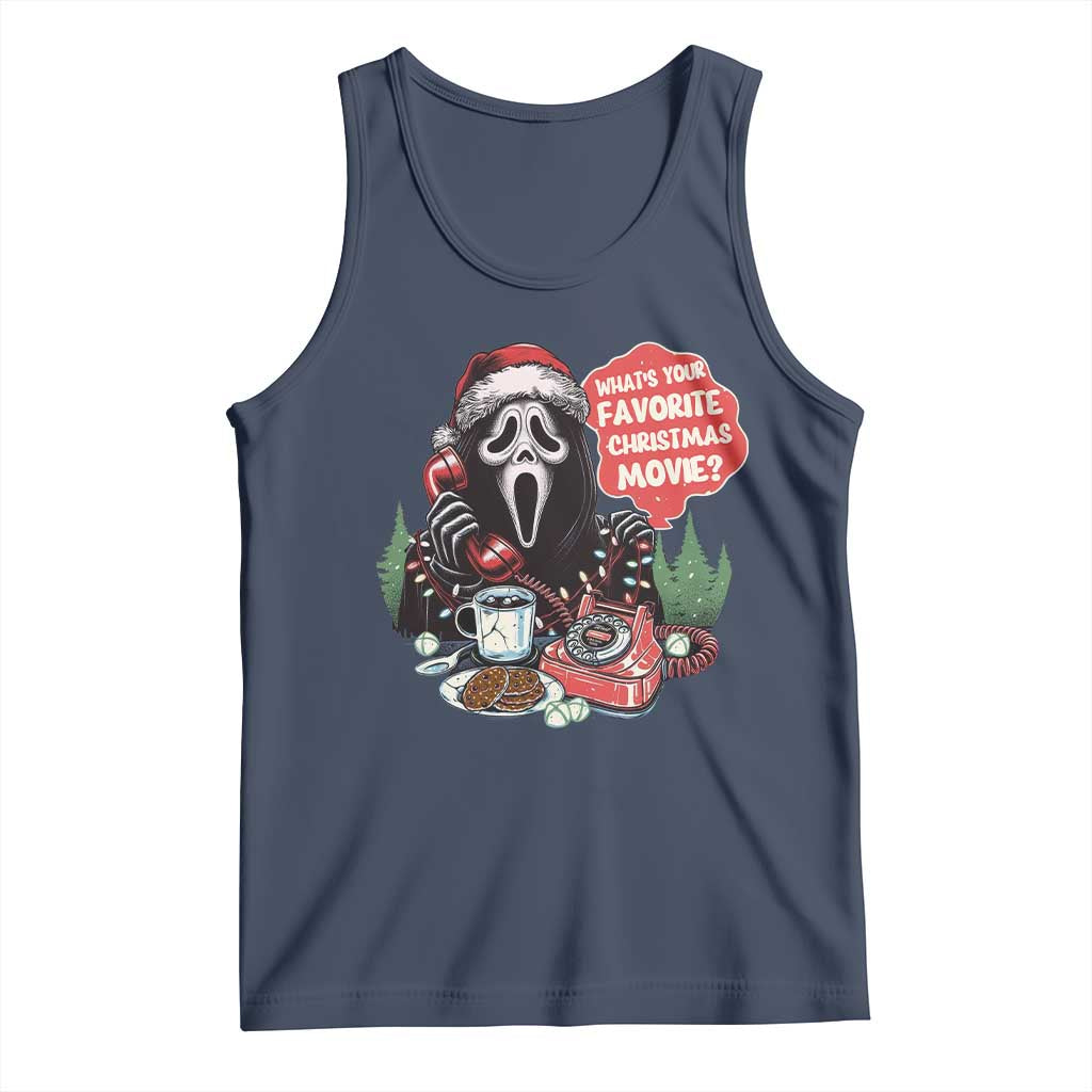Funny Ghost Christmas Face Tank Top Whats Your Favorite Christmas Movie Spooky Xmas - Wonder Print Shop