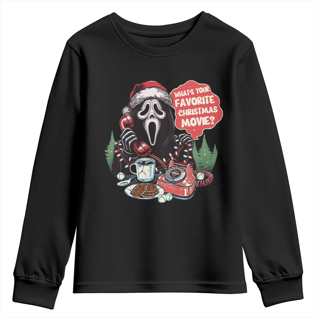Funny Ghost Christmas Face Youth Sweatshirt Whats Your Favorite Christmas Movie Spooky Xmas - Wonder Print Shop