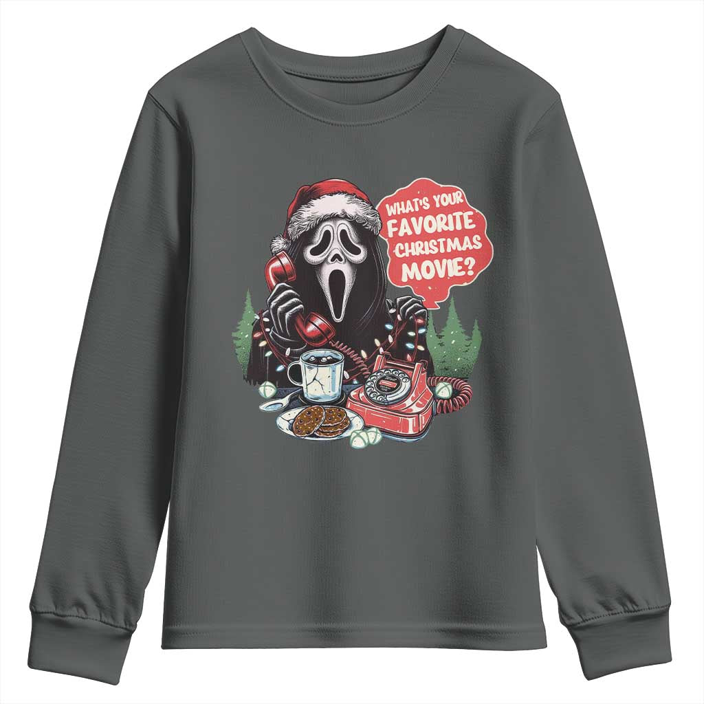 Funny Ghost Christmas Face Youth Sweatshirt Whats Your Favorite Christmas Movie Spooky Xmas - Wonder Print Shop