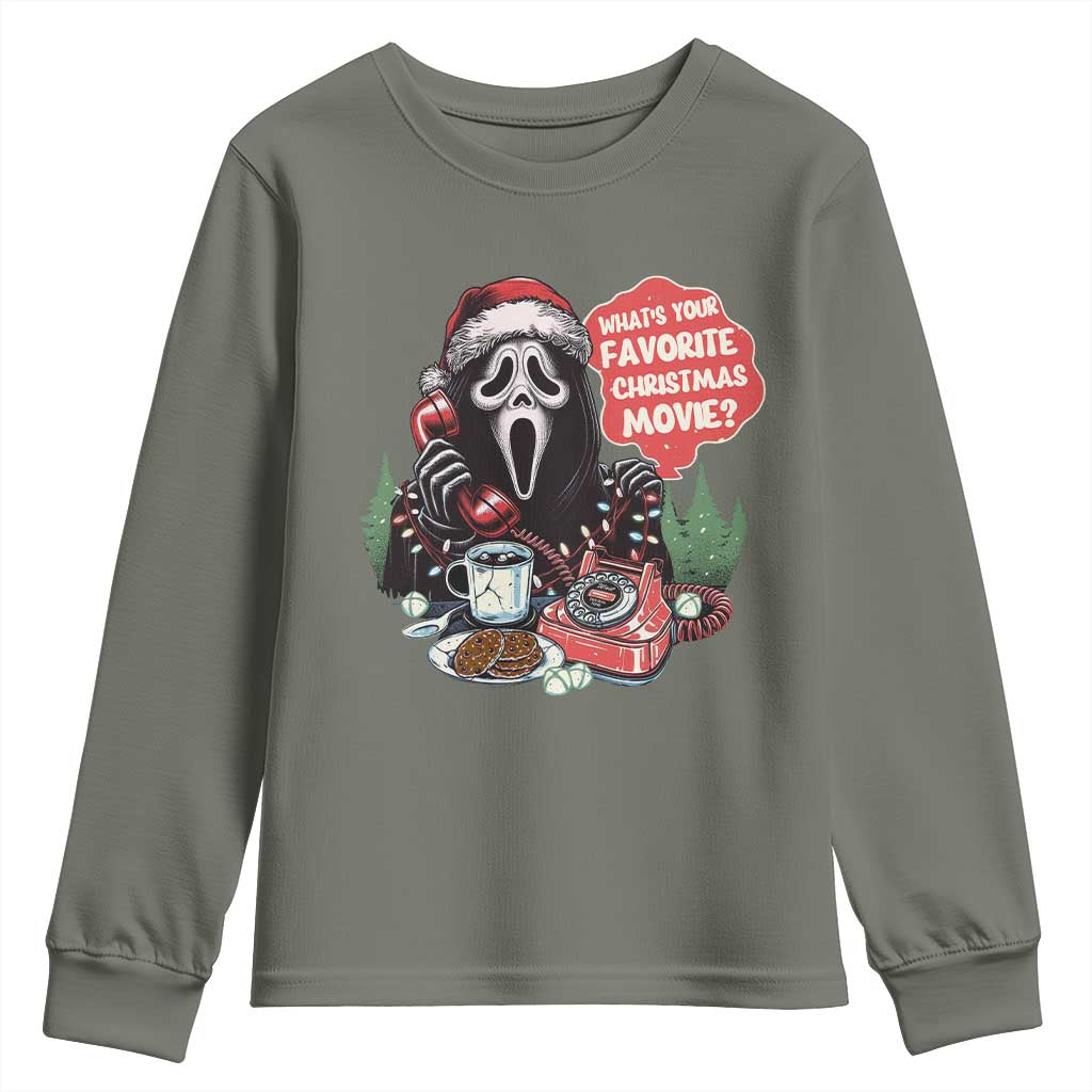 Funny Ghost Christmas Face Youth Sweatshirt Whats Your Favorite Christmas Movie Spooky Xmas - Wonder Print Shop
