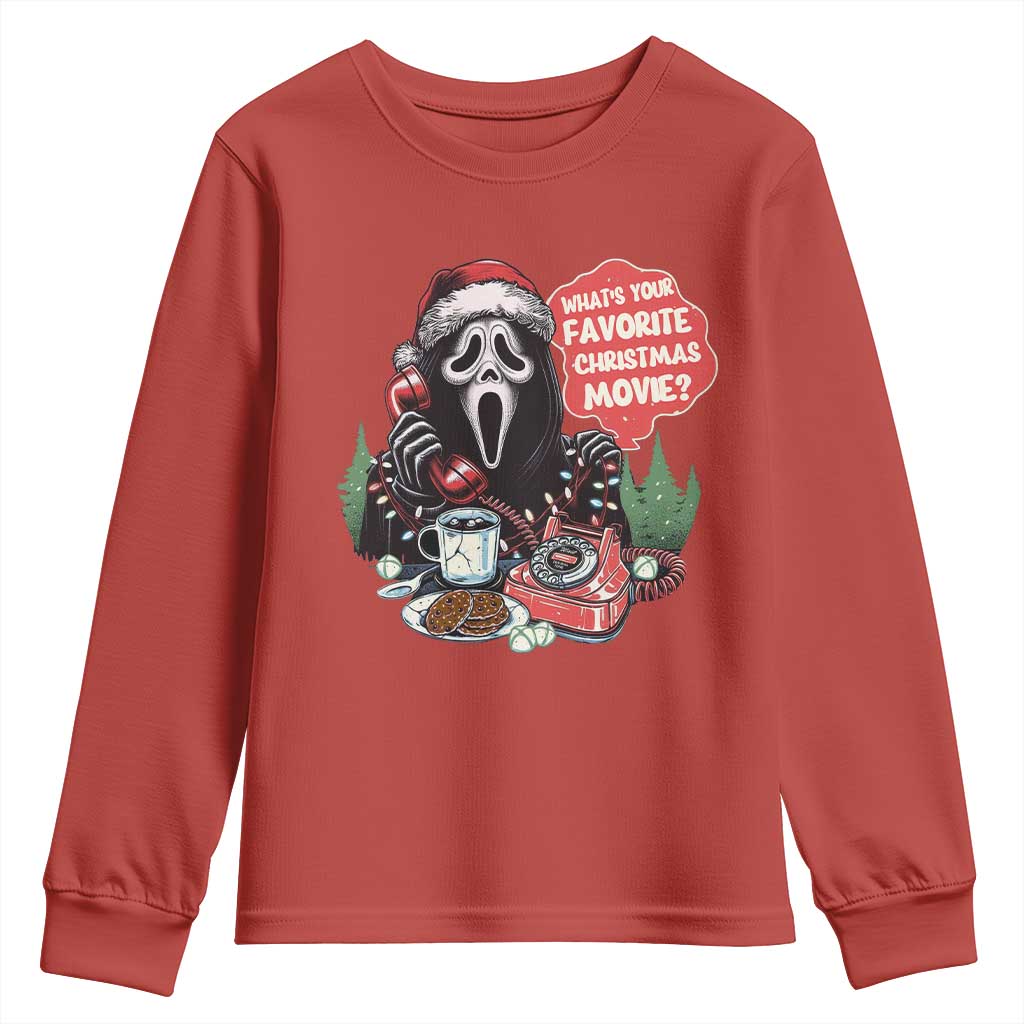 Funny Ghost Christmas Face Youth Sweatshirt Whats Your Favorite Christmas Movie Spooky Xmas - Wonder Print Shop