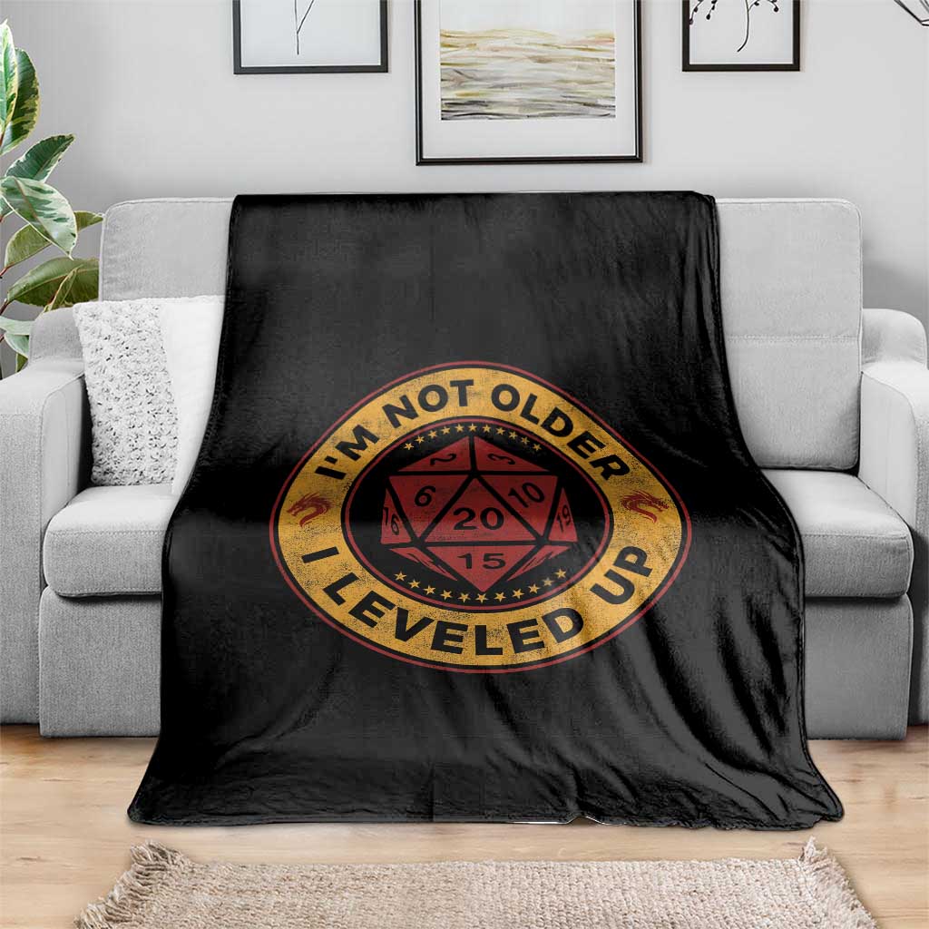 Funny RPG Gamer I Am Not Older I Leveled Up Throw Blanket Vintage D20 Tabletop - Wonder Print Shop