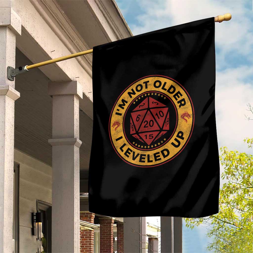 Funny RPG Gamer I Am Not Older I Leveled Up Garden Flag Vintage D20 Tabletop - Wonder Print Shop