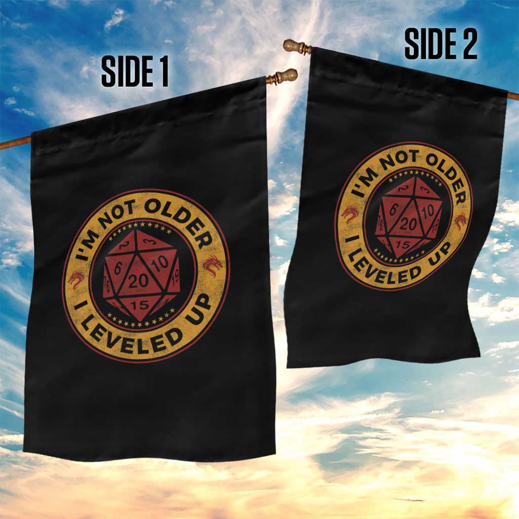 Funny RPG Gamer I Am Not Older I Leveled Up Garden Flag Vintage D20 Tabletop - Wonder Print Shop