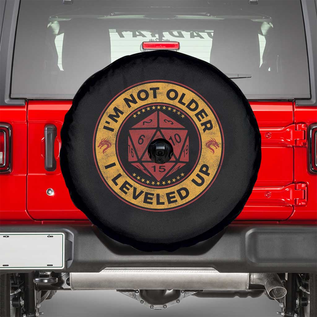 Funny RPG Gamer I Am Not Older I Leveled Up Spare Tire Cover Vintage D20 Tabletop - Wonder Print Shop