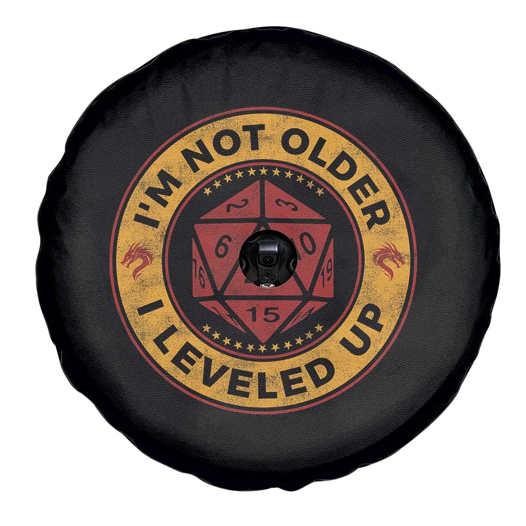Funny RPG Gamer I Am Not Older I Leveled Up Spare Tire Cover Vintage D20 Tabletop - Wonder Print Shop